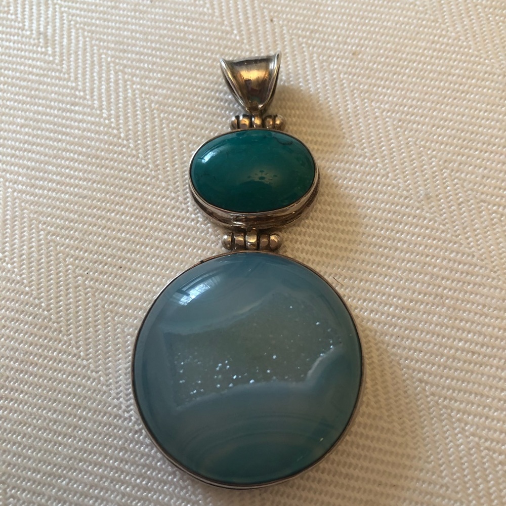 925 Silver Pendant with Natural Stones